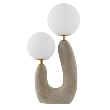 Oona 18" 2-Light Mid-Century Scandinavian Resin/Iron/Frosted Glass Cactus LED Table Lamp - JONATHAN Y